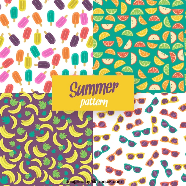 4 개의 여름 패턴 세트