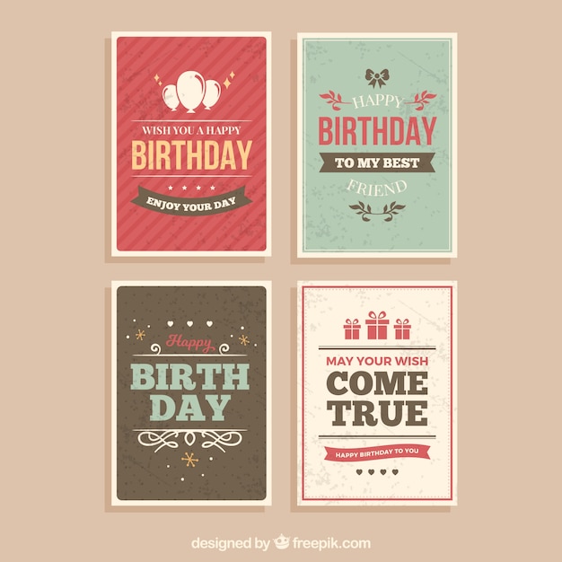 Set of four vintage birthday cards