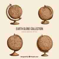 Free vector set of four vintage earth globes