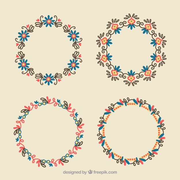 Set of four vintage floral wreaths