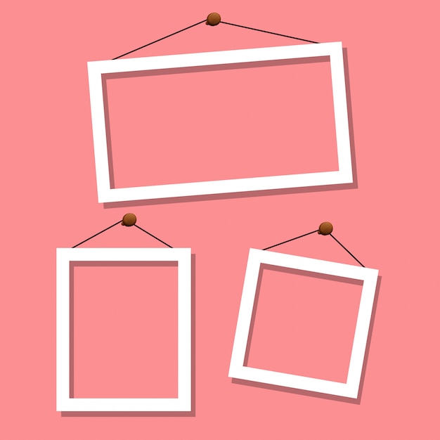 Free vector set of fram on pink background