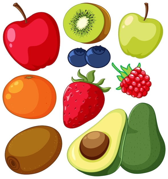 Free vector set of fruit isolated