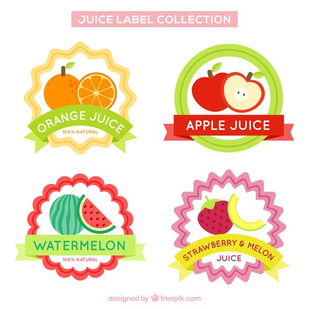 Set of fruit juice stickers