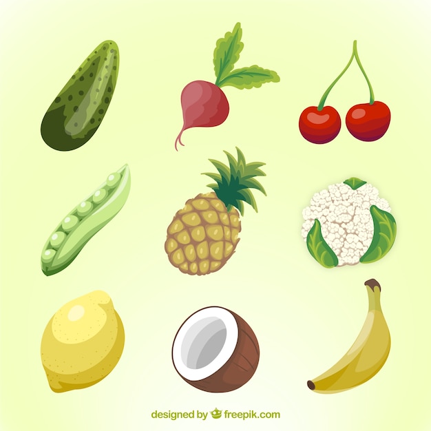 Set of fruits and vegetables