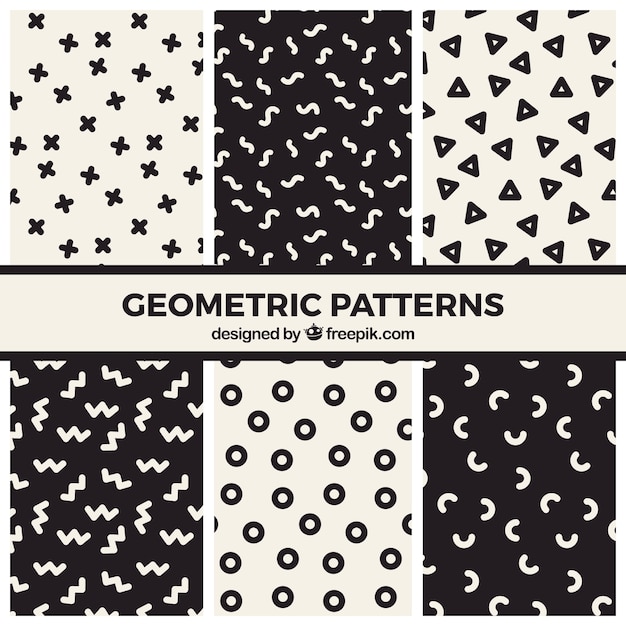 Free vector set of fun black and white geometric patterns