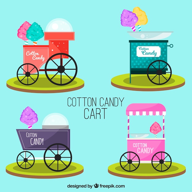 Set of fun cotton candy carts