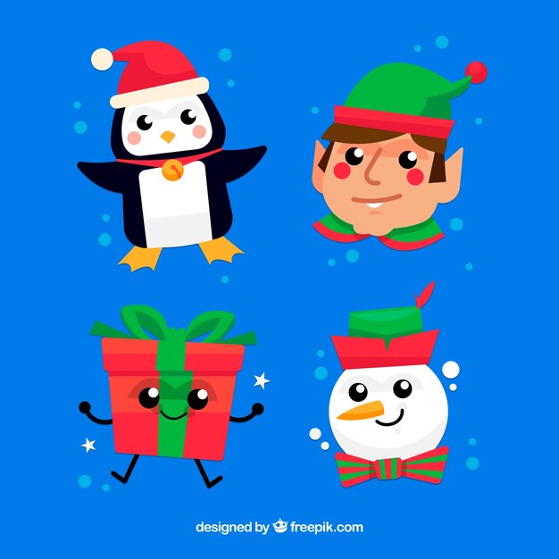 面白いクリスマスキャラクターのセット