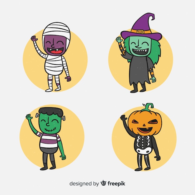 Set of funny halloween characters