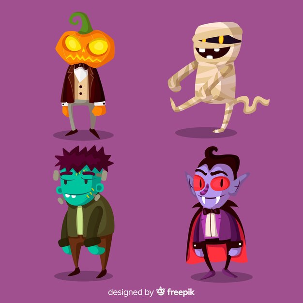 面白いハロウィンキャラクターのセット