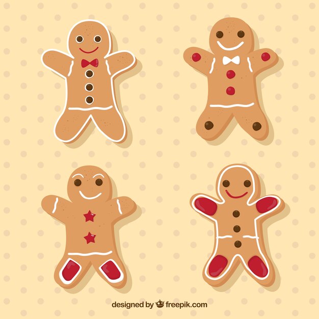 Set of funny hand-drawn gingerbread cookies
