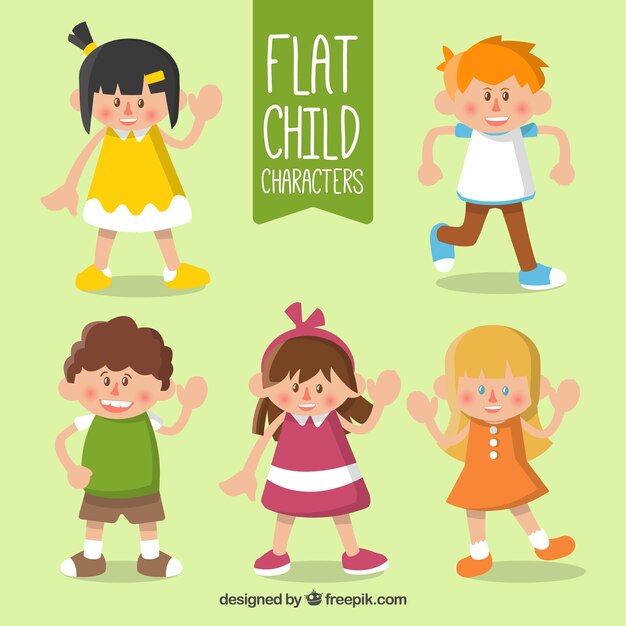 Free Vector set of funny kids
