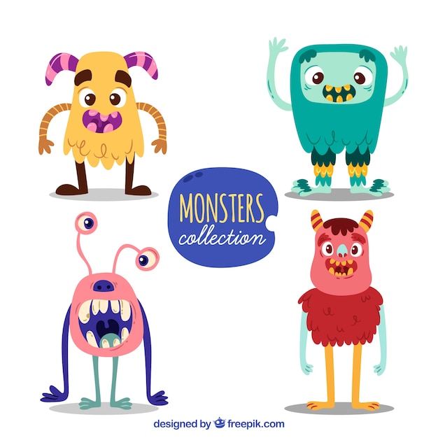 Set of funny monsters character