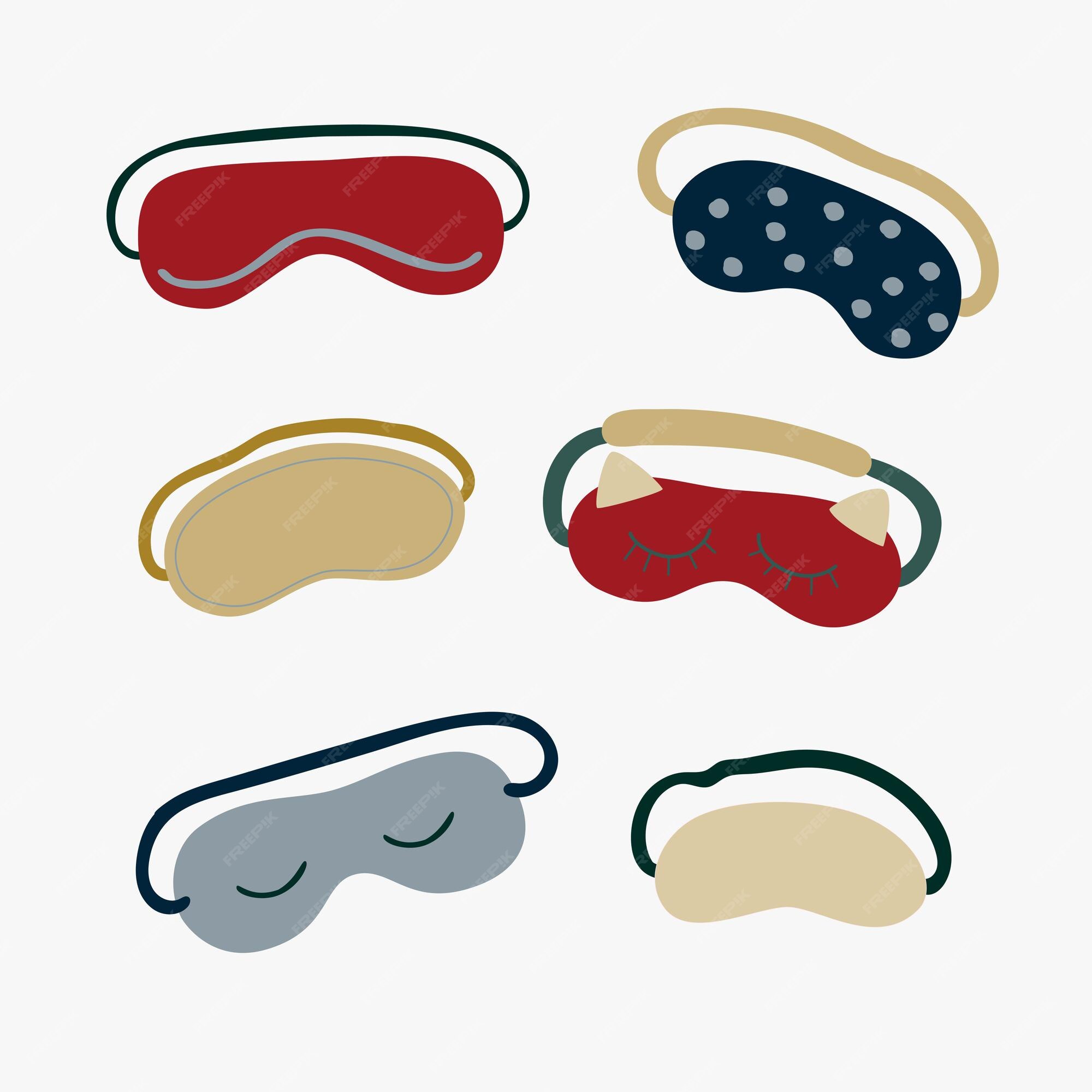 Premium Vector Set of funny sleeping masks abstract drawing on a