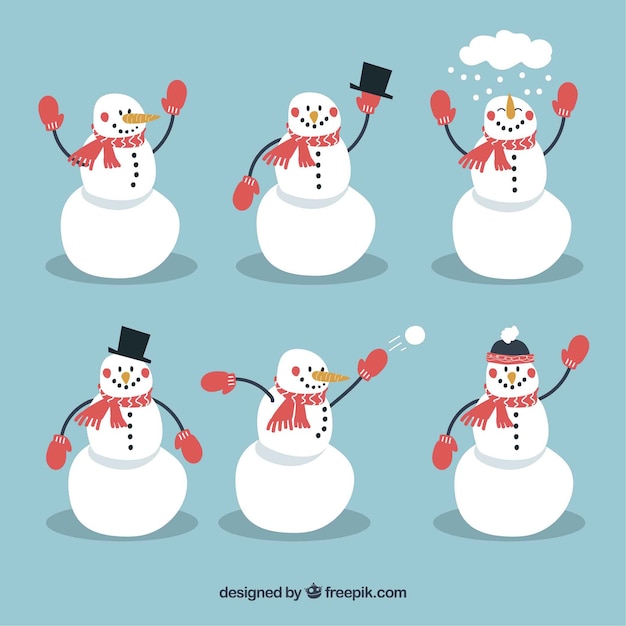 Free vector set of funny snowmen