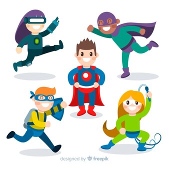 Set of funny superheroes