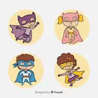 Free vector set of funny superheroes