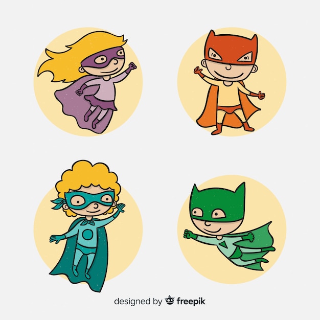 Free vector set of funny superheroes