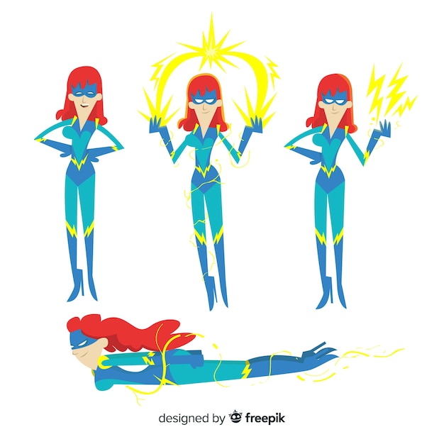 Free vector set of funny superheroes