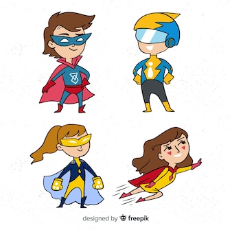 Set of funny superheroes