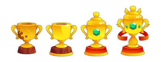 Free vector set of game winner rank cups