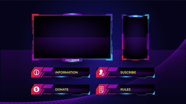 Set of gaming panels with abstract shapes template