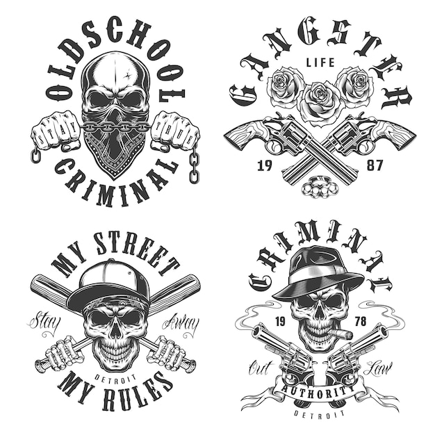 Set of gangster emblems