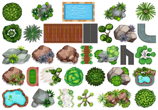 Free vector set of garden decoration