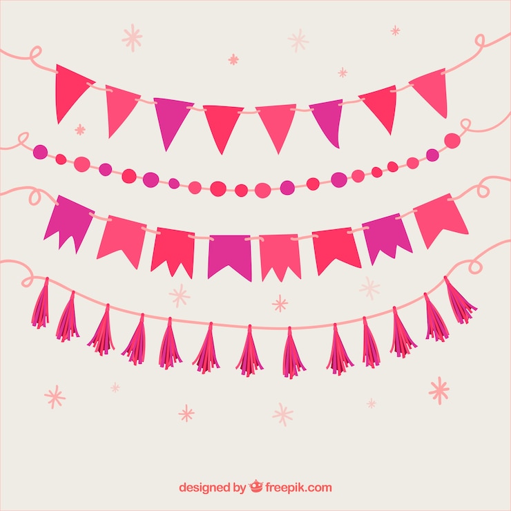 Free Vector set of garlands in purple and pink tones