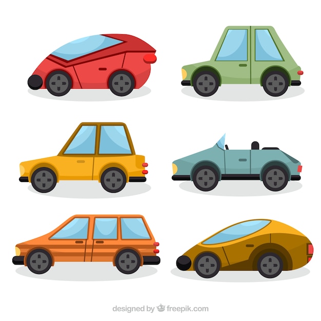 Set of geometric automobiles