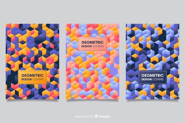 Vettore gratuito set di copertine di design geometrico