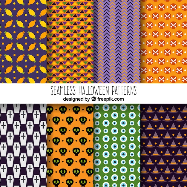 Set of geometric halloween patterns