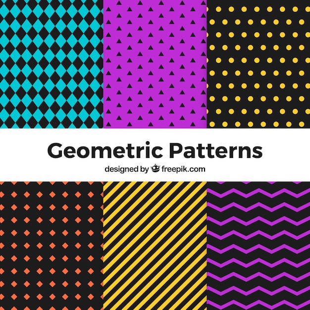 Set of geometric halloween patterns