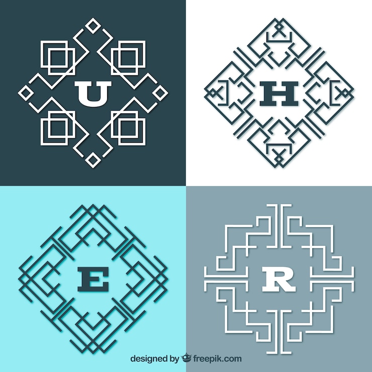 Free Vector set of geometric monograms with lines
