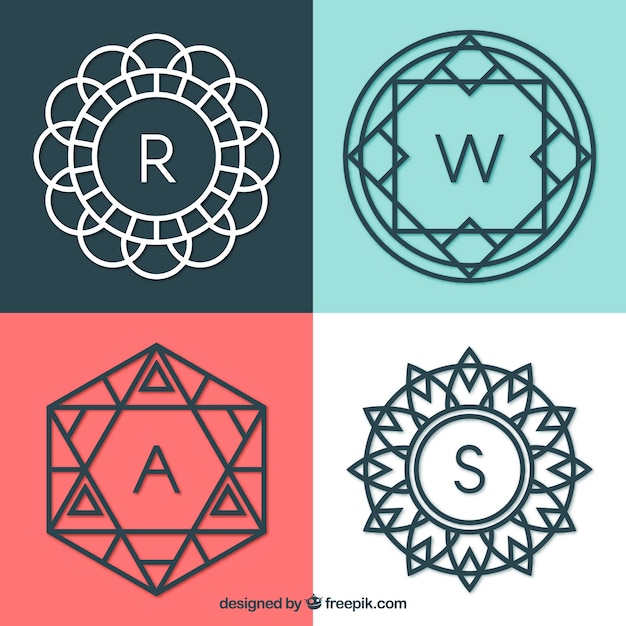 Free vector set of geometric monograms