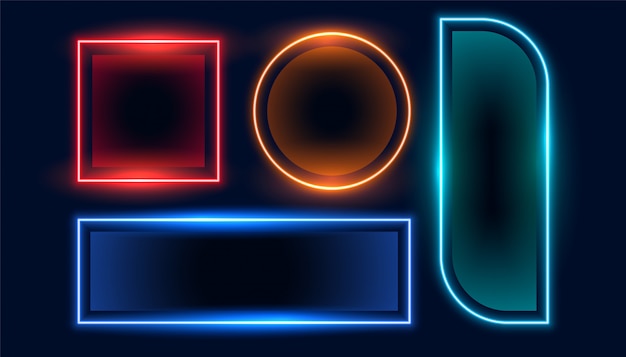 Rectangle white neon frame mobile screen template vector