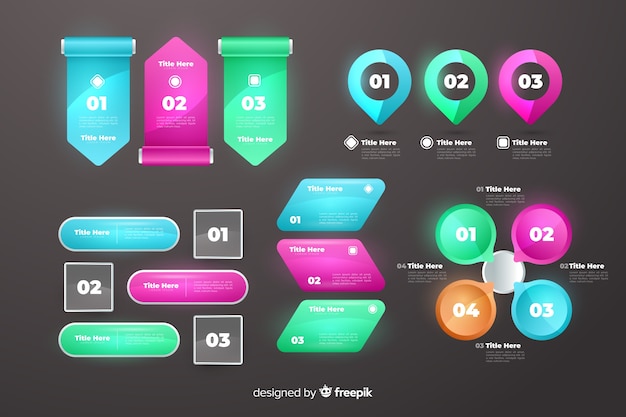 Set of geometrical charts collection realistic template