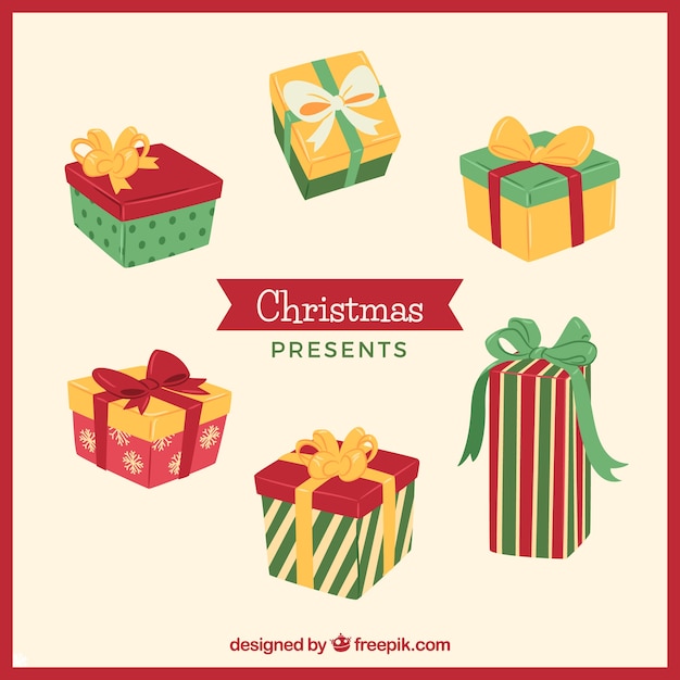 Free vector set of gift boxes in vintage style