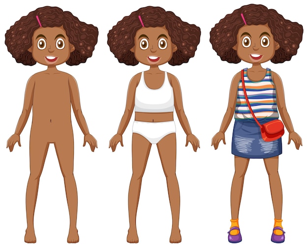 Set of girl cartoon character