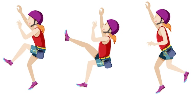 Free vector set of girl in climbing position