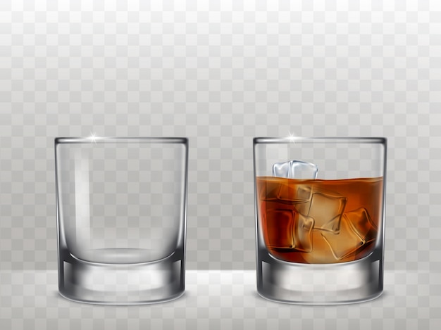 Set of glasses for alcohol in a realistic style