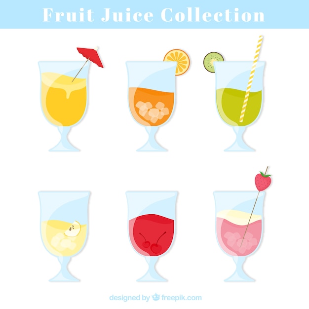 Set of glasses with tasty fruit juices