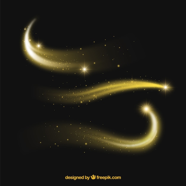 Free vector set of glittering dust tails in golden color