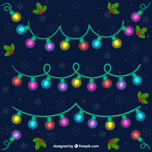 set of glowing christmas lights