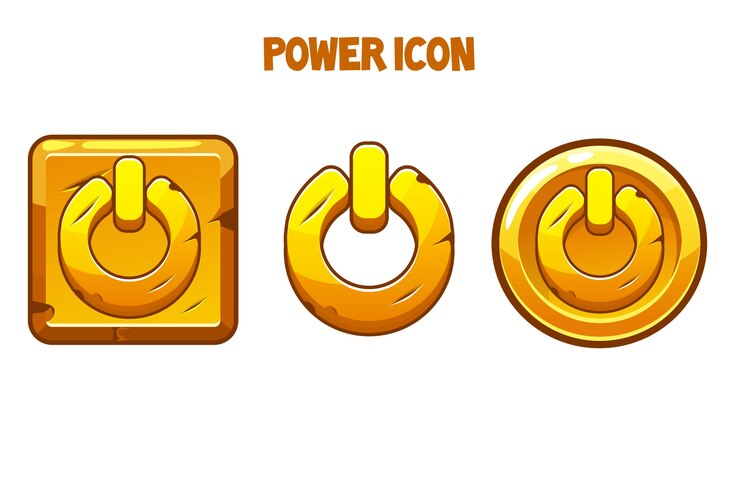 मुफ़्त वेक्टर set of gold power icons of different shapes.