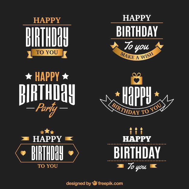 Free vector set of golden birthday badges