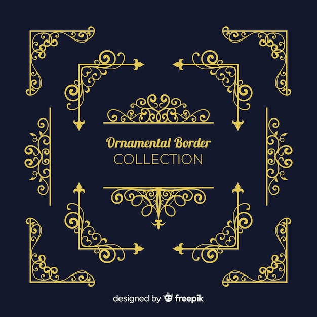 Set of golden border ornaments