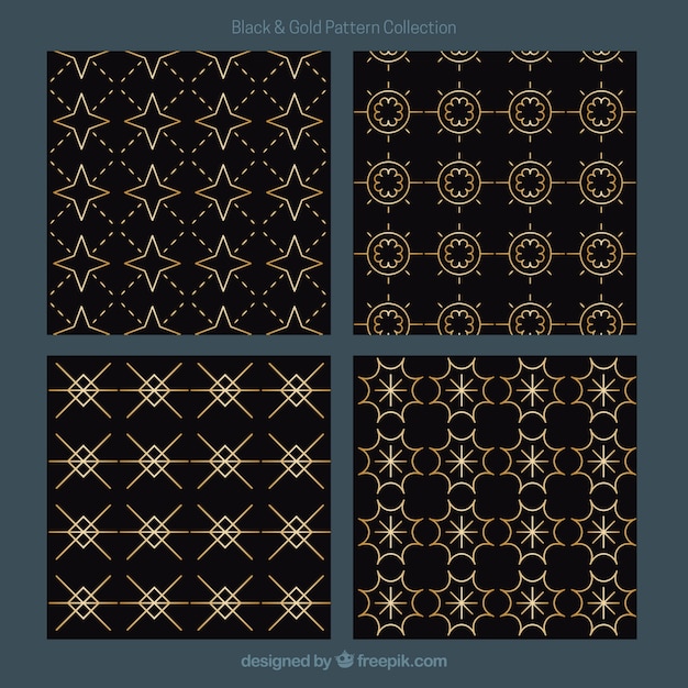Set of golden geometric patterns