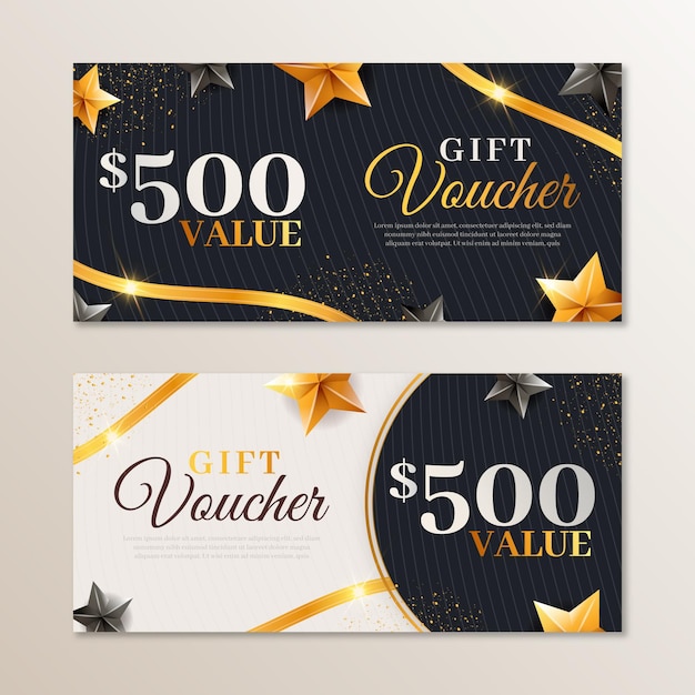 Free vector set of golden gift vouchers template