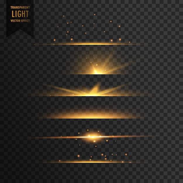 Set of golden light effects
