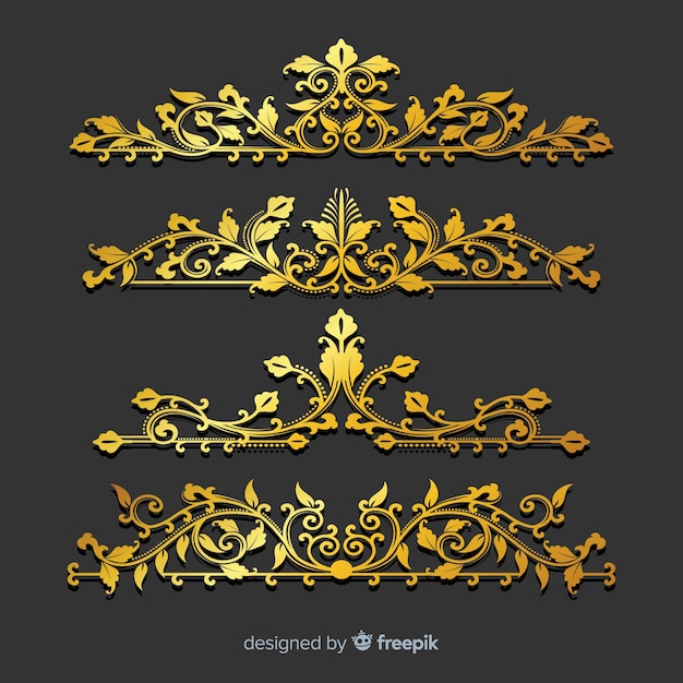 Free Vector | Set of golden ornaments